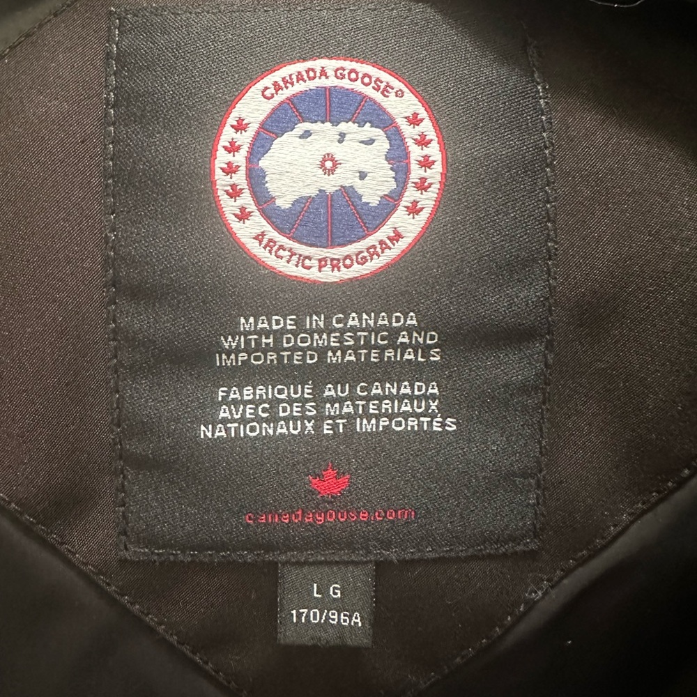 Canada Goose Black Jacket with Red and Blue Logo - Picture 6 of 6